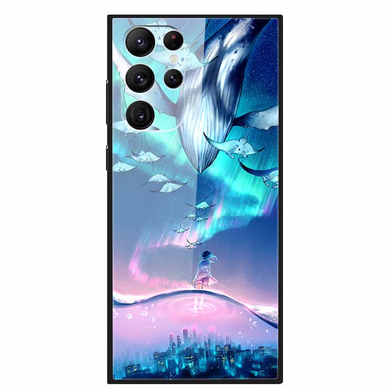 Gehärtetes Glas Cover Für Samsung S23 Ultra 5G Hülle S 23 Luxus Hartes Funda für Samsung Galaxy S23 Plus Ultra 5G Bemaltes Coque S23