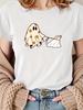 Women'S Halloween Costume Cute Walking Dog Ghosts Graphic Tee Stretchy Top Halloween Party Harajuku Short Sleeve Casual