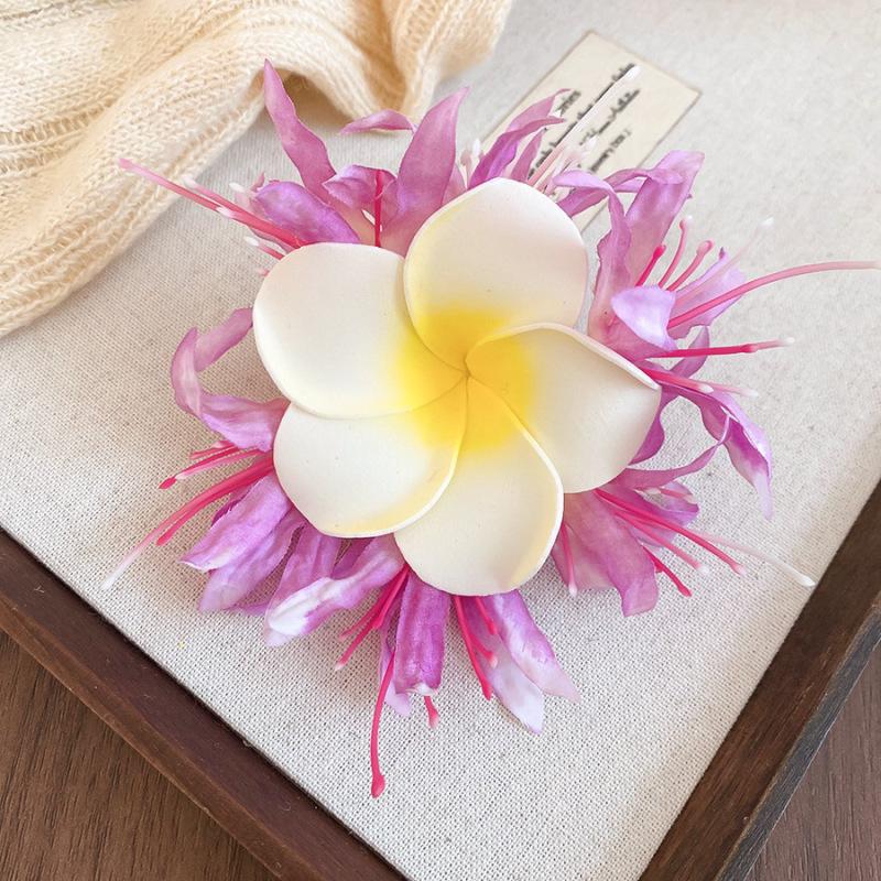 Fairy Chiffon Pearl Flower Tassel Hair Clip - Vacation Style Duckbill Bangs Accessory