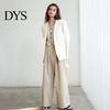 Female Suit Coat Women Collarless Long Sleeve Open Front Jacket Lightweight Solid Color Loose Fit Business Cardigan Office Formal