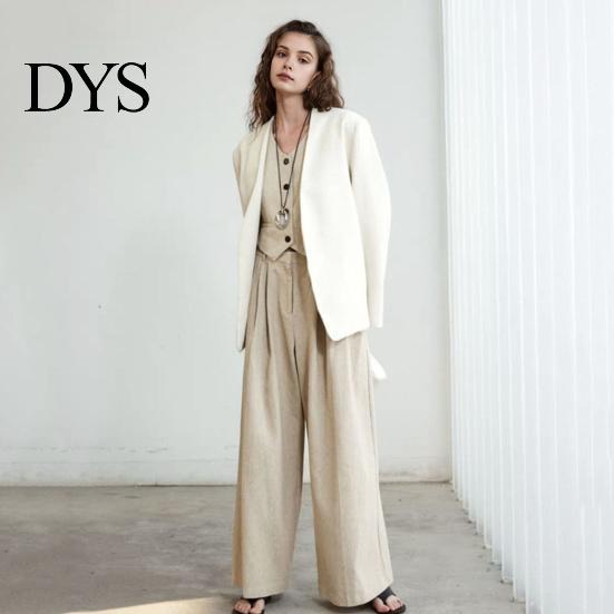 Female Suit Coat Women Collarless Long Sleeve Open Front Jacket Lightweight Solid Color Loose Fit Business Cardigan Office Formal