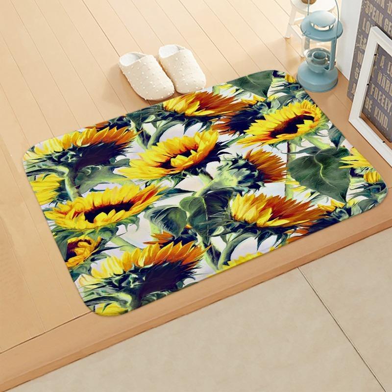 Sunflower Printed Doormat Soft Comfortable Welcome Carpet Home Living Room Bedroom Door Non-slip Doormat Toilet Floor Home Mat