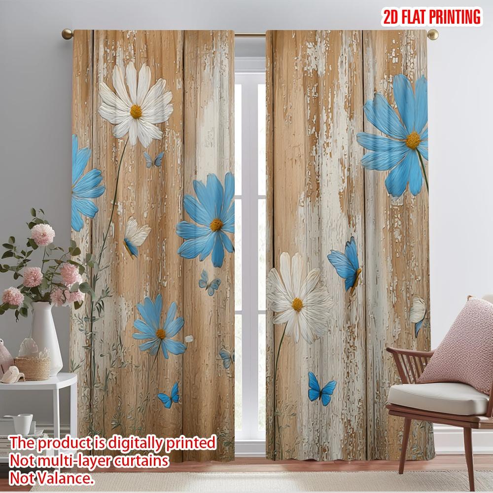 

2pcs,2D plane printing Curtains Roller Blinds Rustic Blooms(1) Polyester Fabric (without rod) Versatile All Use for Bedroom, 52.50×116.00 CM 2pcs