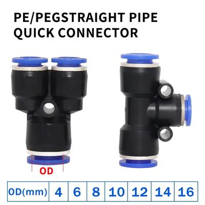 Złączki Pneumatyczne Szybkozłączka Złączki do Węża Powietrznego Rurki Plastik PE PEG 4mm 6mm 8mm 10mm 12mm Wciskane Wtykowe