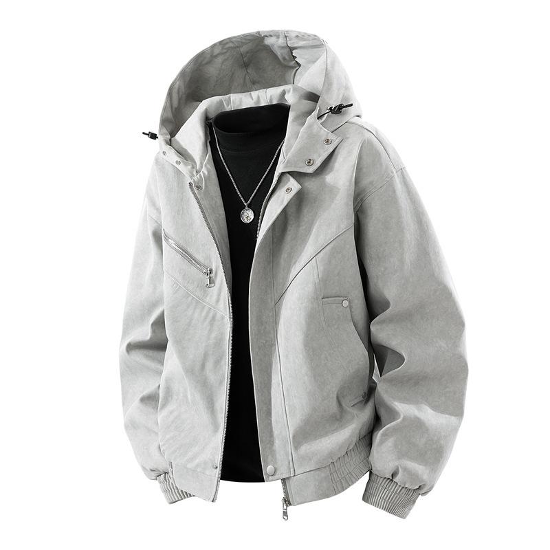 New Large-size Hooded Jacket Men's Jacket Men's Jacket Loose Plus Fat Plus Size