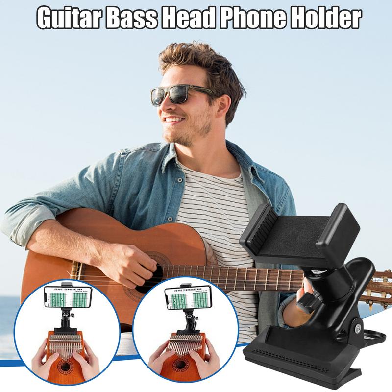 Guitar Head Clip 360 degree rotating Mobile Phone Holder Portable Live Broadcast Bracket Clip Guitar Accessories for Musicians
