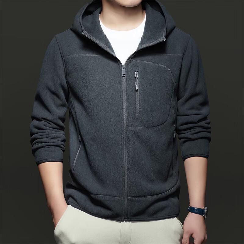 

Firstview Men s Winter Plush-Lined Hooded Zipper Jacket 4XL