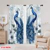 2pcs,2D Plane Printing Window Curtain Peacock Harmony Durable 100% Polyester Fabric (without Rod) Decorations For Home Ldeal for