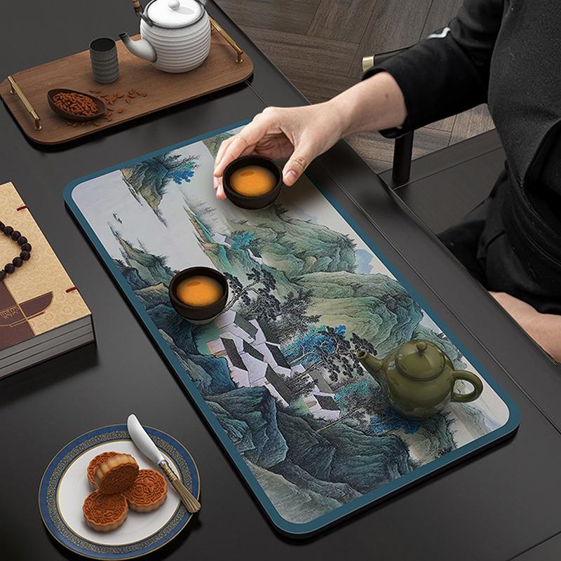 Chinese-Style Tea Flag Tablecloth, Absorbent, Quick-Drying, High-End Long Tablecloth For Home Use, Wash-Free Tea Towel.