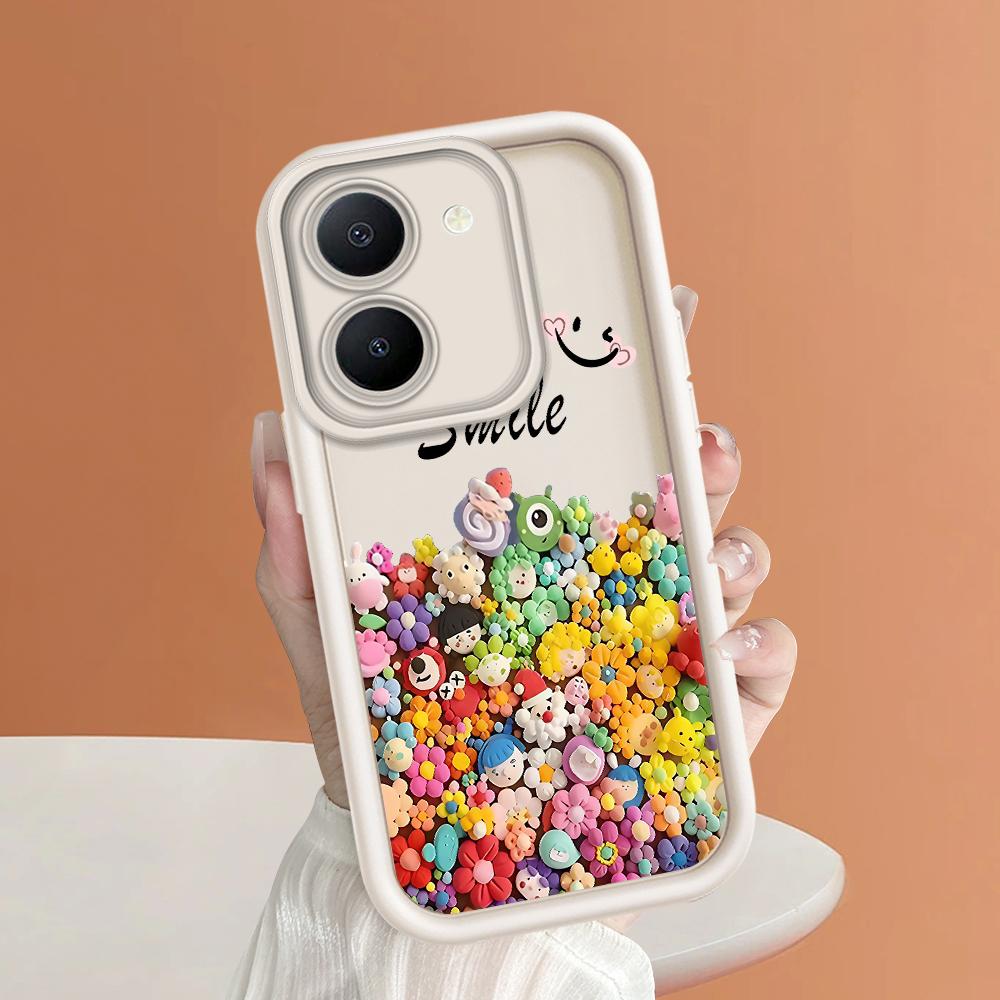 Weiche Silikon-Quadratleitern-Cartoon-Muster Vollständiger Kameraschutz Stoßfeste Hülle für iPhone Infinix Tecno Vivo