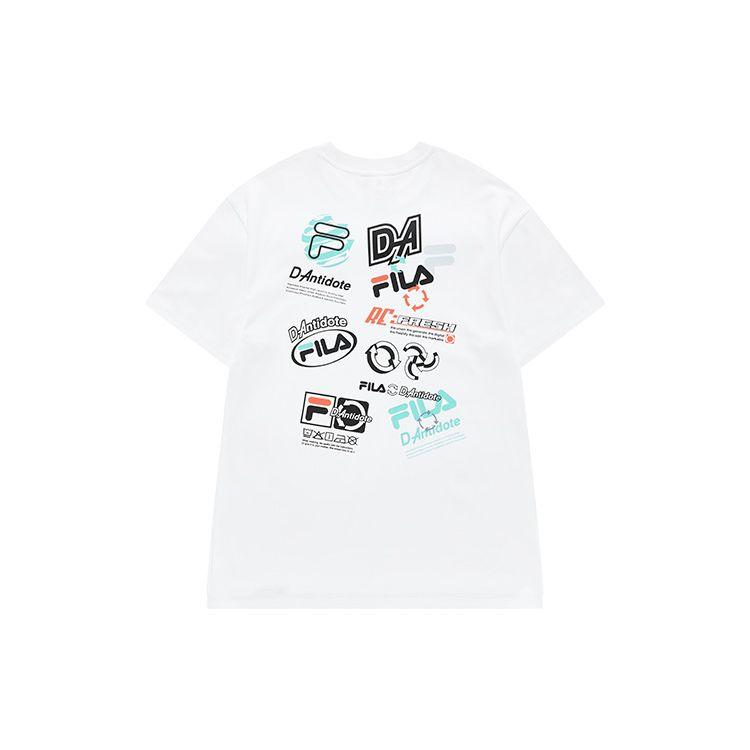 Fila Fusion Loose Letter Print Knit Short Sleeve T-Shirt Women Tops White T11W224103F-WT