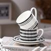 Ceramic Hepburn Style Coffee Cup and Saucer Vintage Striped Black and White Polka Dot Mug Cake Pan Afternoon Tea Set