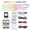 18 in 1 Car Ambient Light 64 Color Acrylic Strips 110cm 90cm 75cm 35cm 20cm Full Colors RGB Car Interior Bluetooth App Control