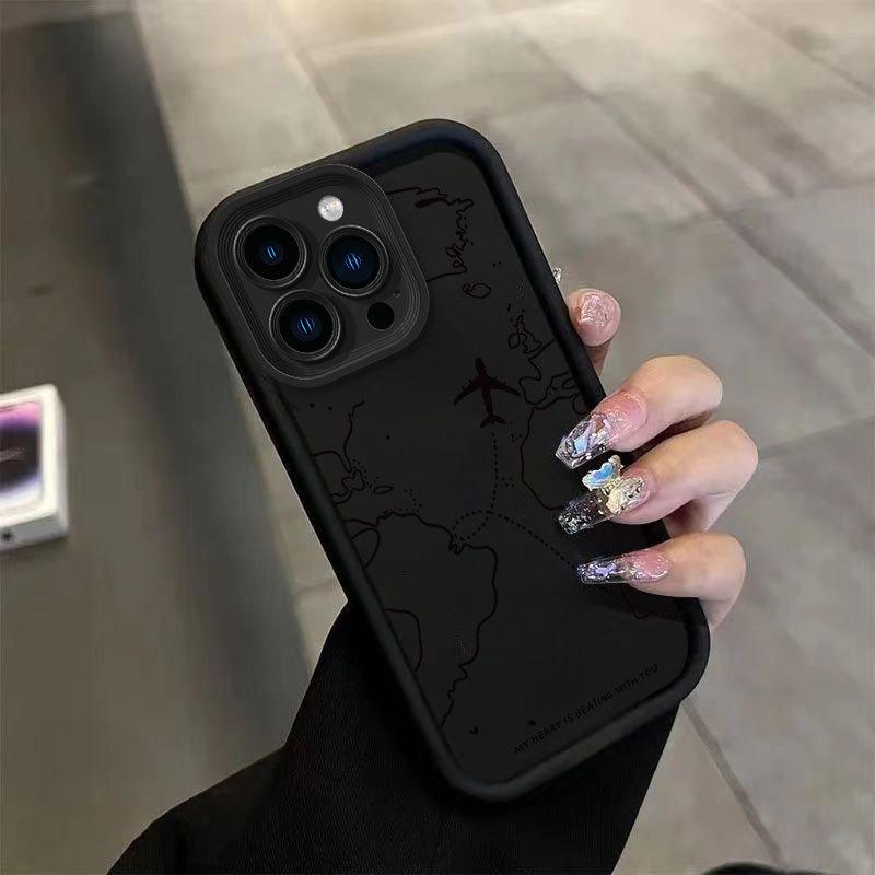 Airplane Map Apple iPhone Case: Compatible with 13, 14, 15 Pro, 16 Pro Max, and 17 for full coverage.