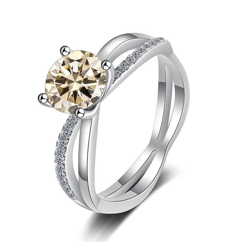 Bague Ringen S925 Sterling Silver Luxury Jewelry 1 Carat D Color Moissanite Diamond Ring For Wedding Four Claw Cross Hollow Rings