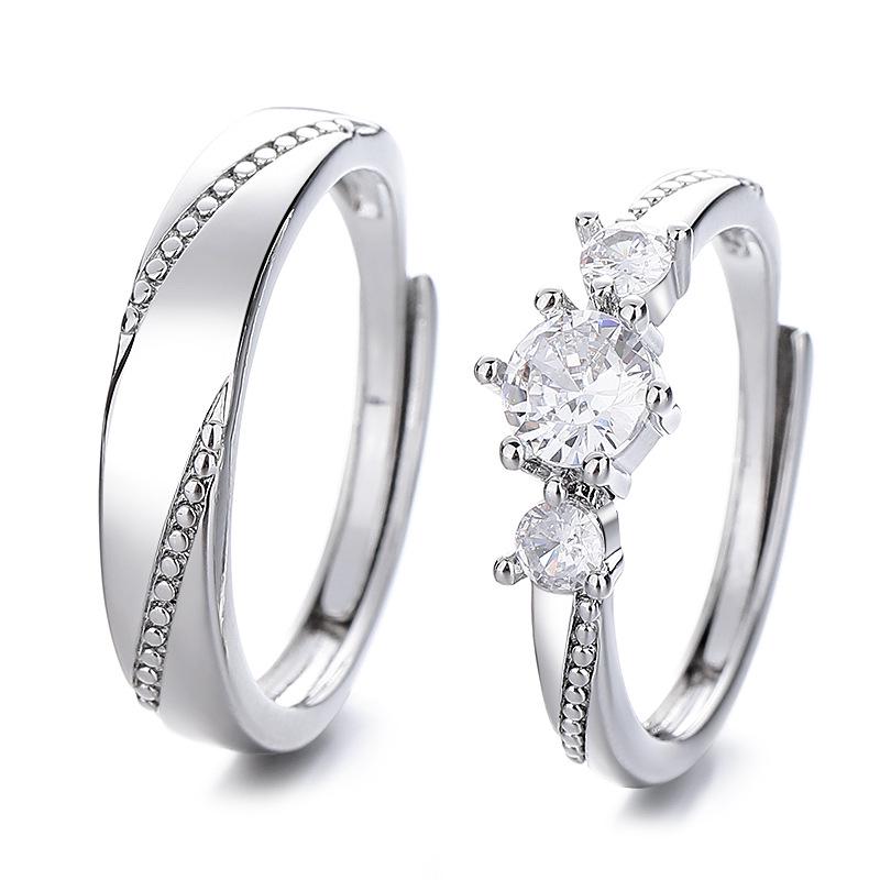 Regulowany Pierścionek Zaręczynowy dla Pary Miłość od Pierwszego Wejrzenia: Prosty, Luksusowy i Elegancki na Palec Wskazujący