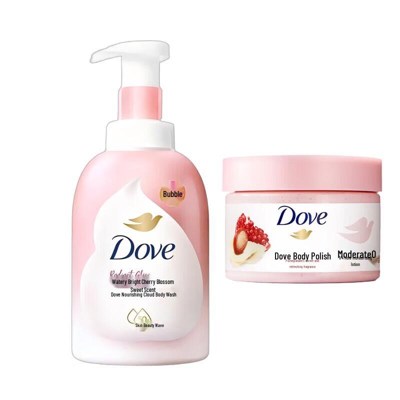 Dove Cherry Blossom Shower Foam & Pomegranate Body Scrub Set
