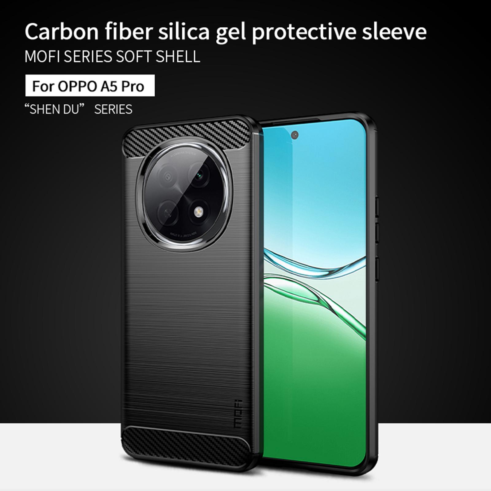 

For Oppo A5 Pro 5G Back Cover MOFI Brushed Texture Carbon Fiber Soft TPU Case Blue