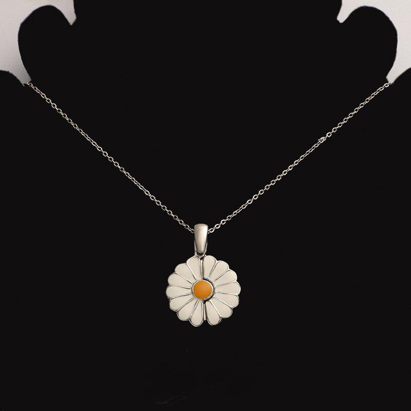 Europäische & Amerikanische Titanstahl Gänseblümchen Sonnenblume Halskette - Eleganter Anhänger & Schlüsselbeinkette