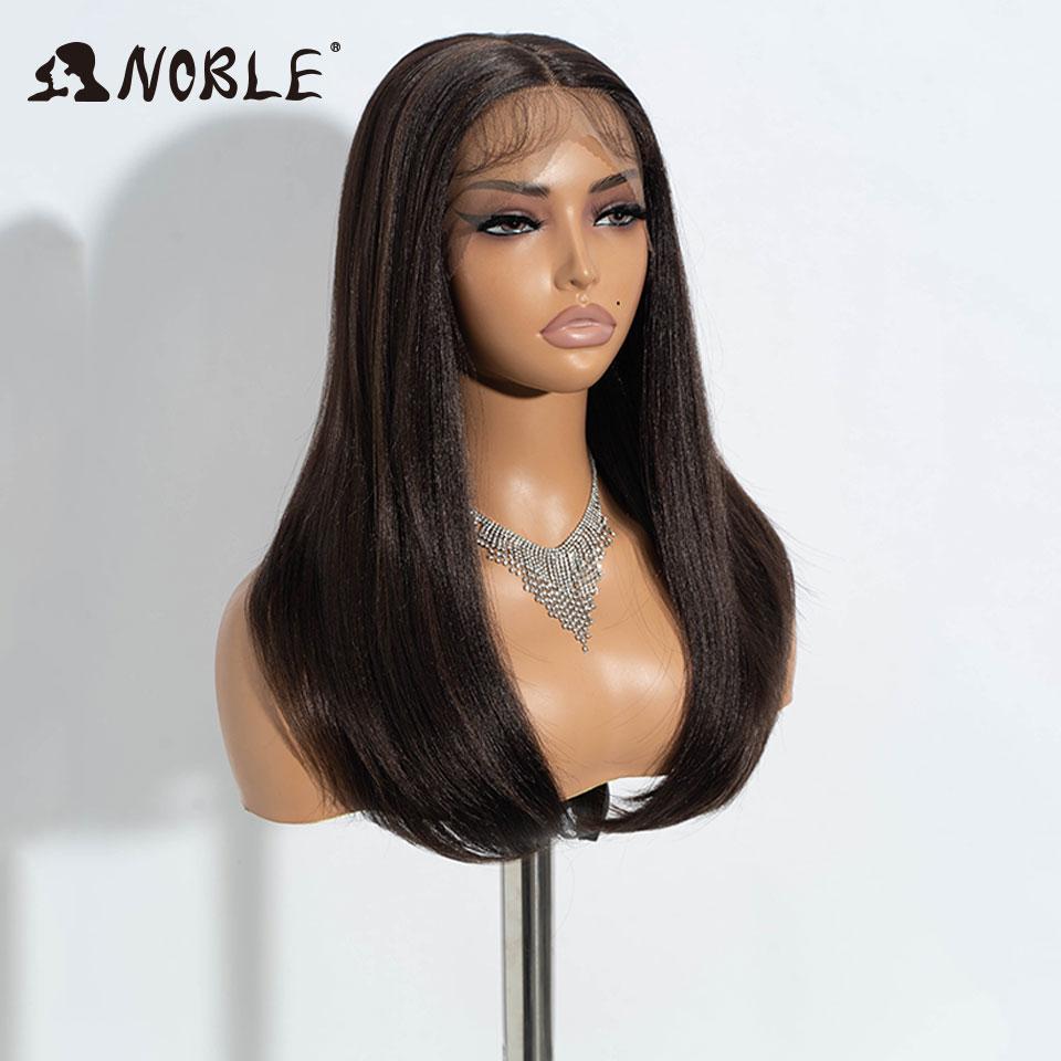 Perruque Noble à Dentelle Synthétique sur le Devant Cheveux Lisses Cheveux de Bébé Perruque Bob Cheveux Synthétiques 22" Perruque Brune Perruque Bob Pour Femmes Perruque Cosplay