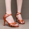 Adult Latin Dance Shoes Women's Professional Soft Soled High Heels Dance Shoes Mid Heel New Style Grading Competition