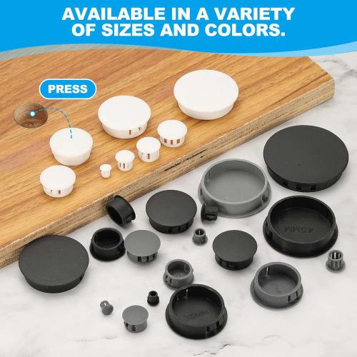 PATIKIL 48-Piece Gray Plastic Hole Plugs, 16mm Round Panel Snap-In Hole Covers, Flush Type, Protective Caps, Fastener Covers for Furniture Panels