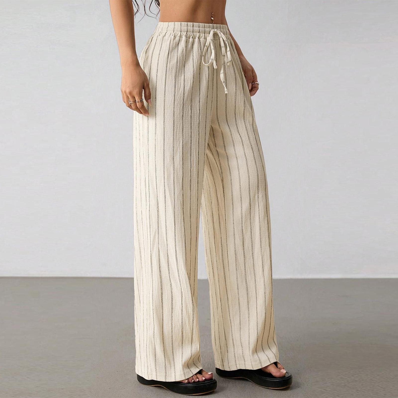 

Women s Straight Pants Fashion Casual Pants Nine Point Harlan Pants L бежевый
