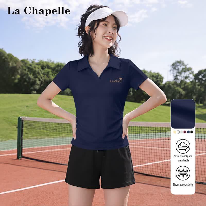 La Chapelle Women s Slim Fit Lapel Short Sleeve T-shirt S
