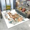 Watercolor Deer Floral Area Rug With Cute Animal Plant Pattern Soft Decorative Carpet For Living Room Bedroom Kids Room