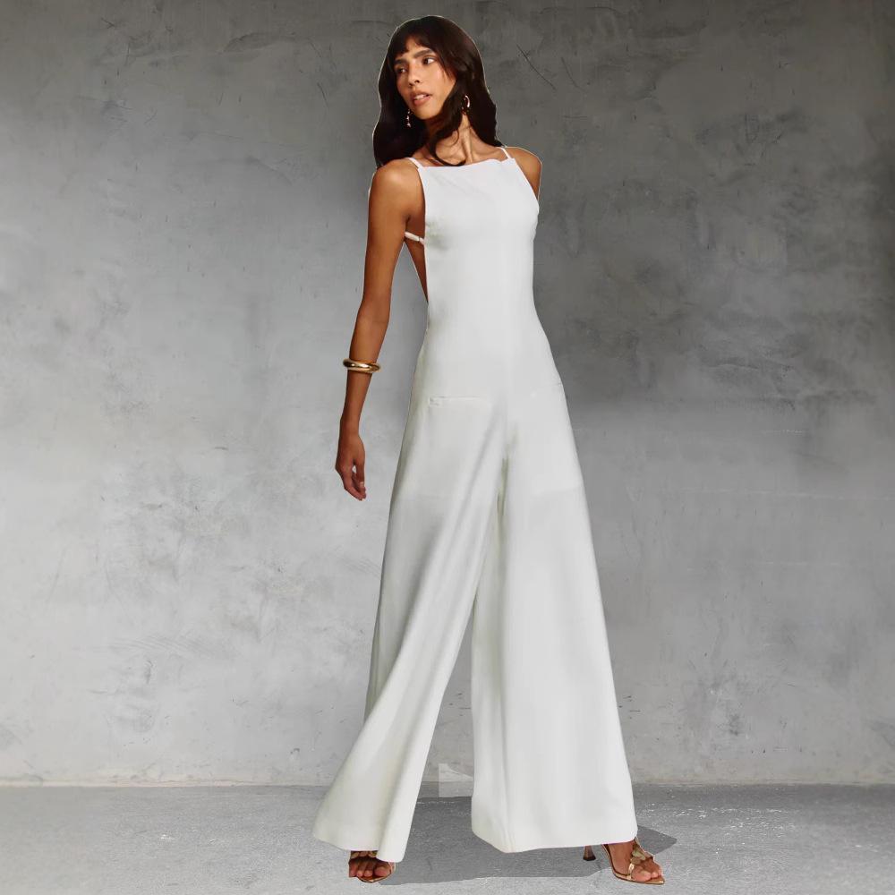 2025 European & American Sleeveless Loose Holiday Jumpsuit with Wide-Leg Pants for Women