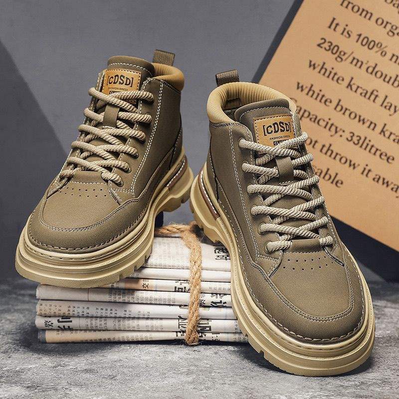 

Men s shoes autumn and winter new British retro mid-top Martin boots men s casual tooling shoes trendy high-top velvet boots 44