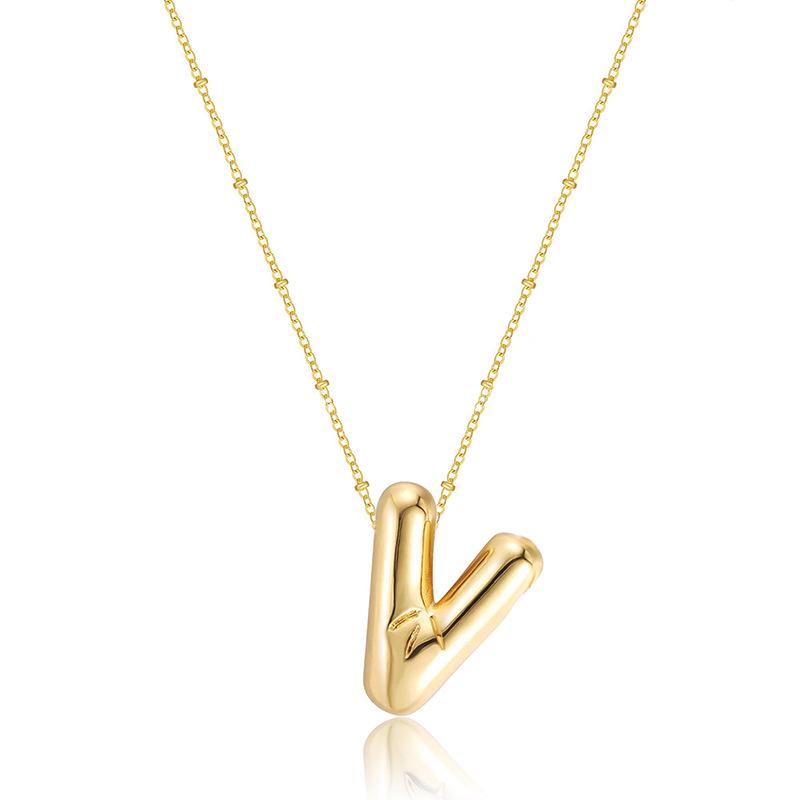 Glossy Titanium Steel Alphabet Necklace for Women - Non-fading, High-grade Letter Pendant On Clavicle Chain