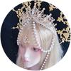 Sun Goddess Gold Spiked KC Halo Virgin Mary Cross Crown Headpiece Virgin Mary Gothic Lolita Bead Chain Hair Accessories