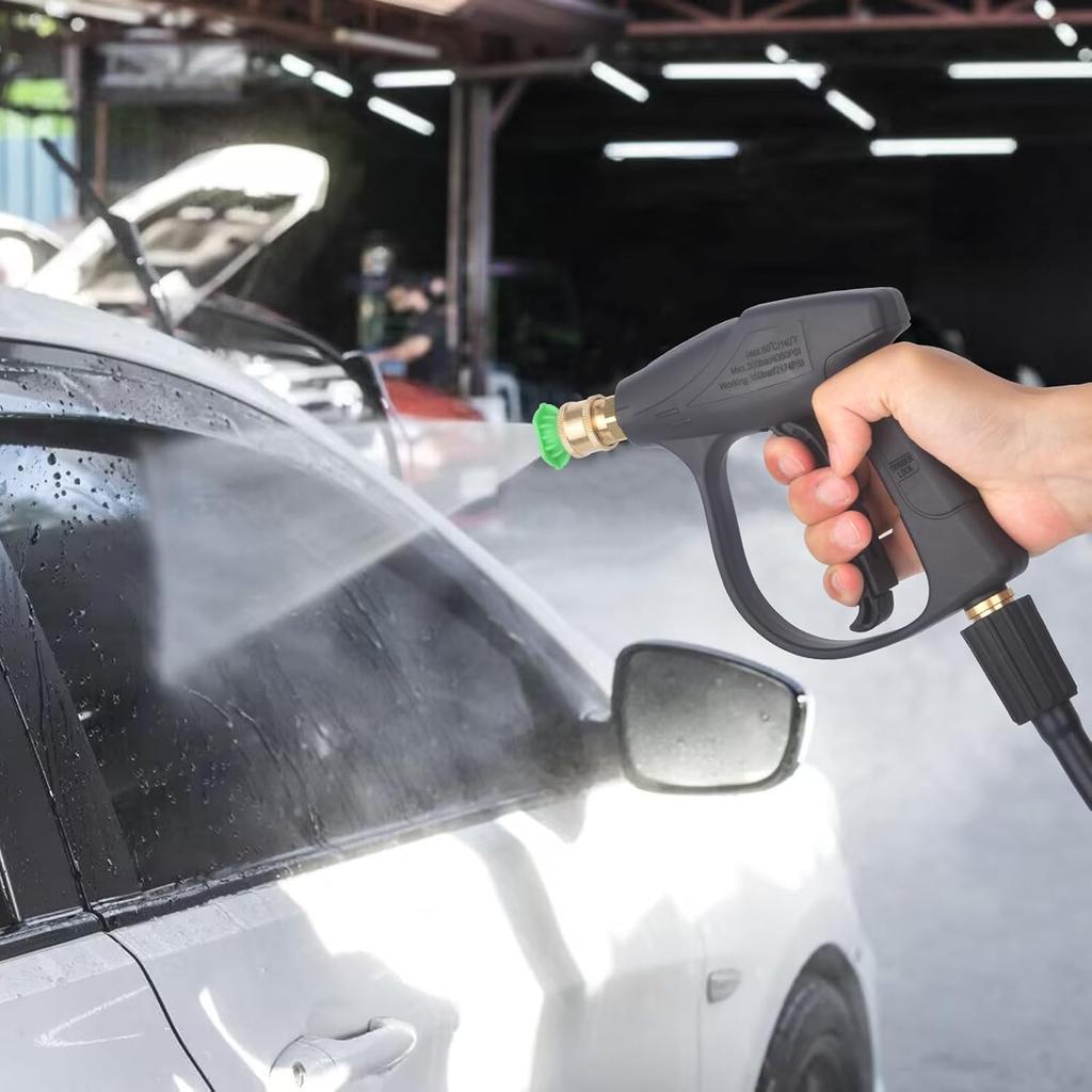 Short Pressure Washer Gun with 5 Nozzle Tips,High Pressure Water Gun with M22-14 Male Plug and 1/4¡± Quick Connector - Foam Gun Kit Compatible with