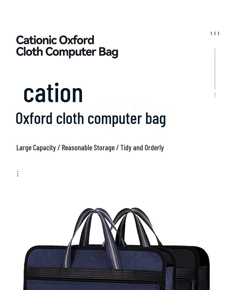 Oxford Cloth Business Briefcase: Large Zippered File & Computer Storage Bag