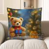 Home Decor Two Teddy Bears On Sled By Christmas Tree Pattern Cushion Cover Suitable For Sofa Bedroom Car Pillow Cover