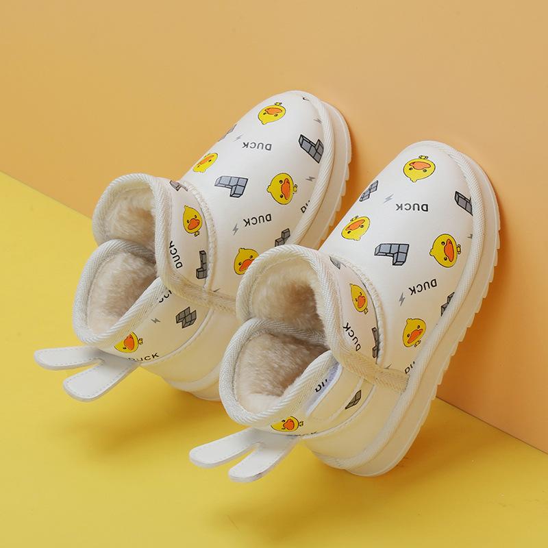 

Snow Boots for Boys, Waterproof Cotton Shoes with Soft Soles, Girls Fleece-lined Shoes 22 бежевый