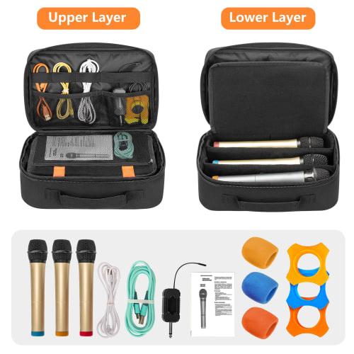 Trunab Microphone Case for 3 Microphones, Microphone Storage Bag