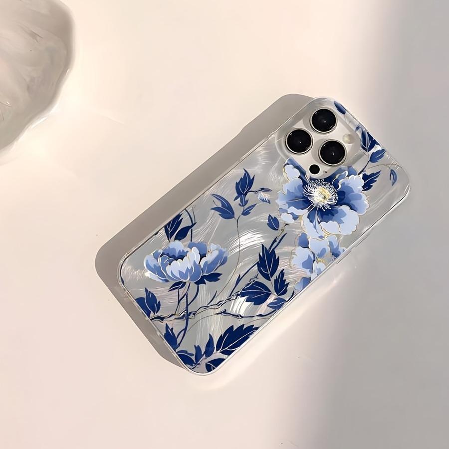 

A Blue Floral Shadow Feather Yarn Phone Case, Suitable for iPhone 17, 16, 15, Plus, Pro, Max Series Phones — Can Be Used as a Gift iPhone SE срібний