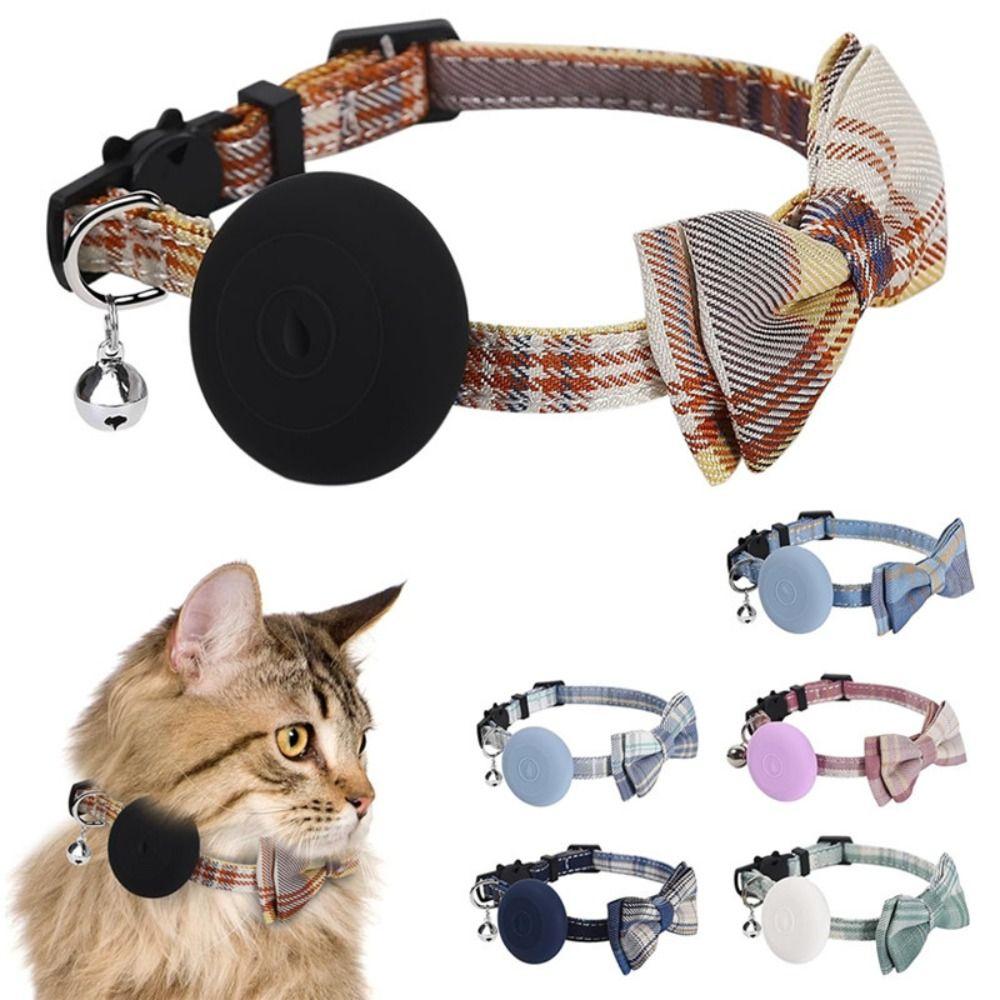 Adjustable Locator Holder Collar Bow Tie Cat Collar Bow Tie Pet Collar With Bell for Airtag Pet Cat