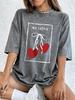 Hearts Cherry With Bows Cotton Washed TShirts Womens Summer Oversized Tops ONeck Comfortable Soft Tees Basic Womans Clothes