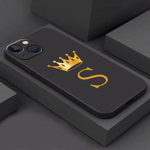 Crown Letters A B Phone Case For iPhone Samsung Galaxy Redmi Xiaomi Oppo OnePlus Note S A 7 8 9 10 11 12 13 14 20 21 22 23 53 54 Pro Max Plus Ultra