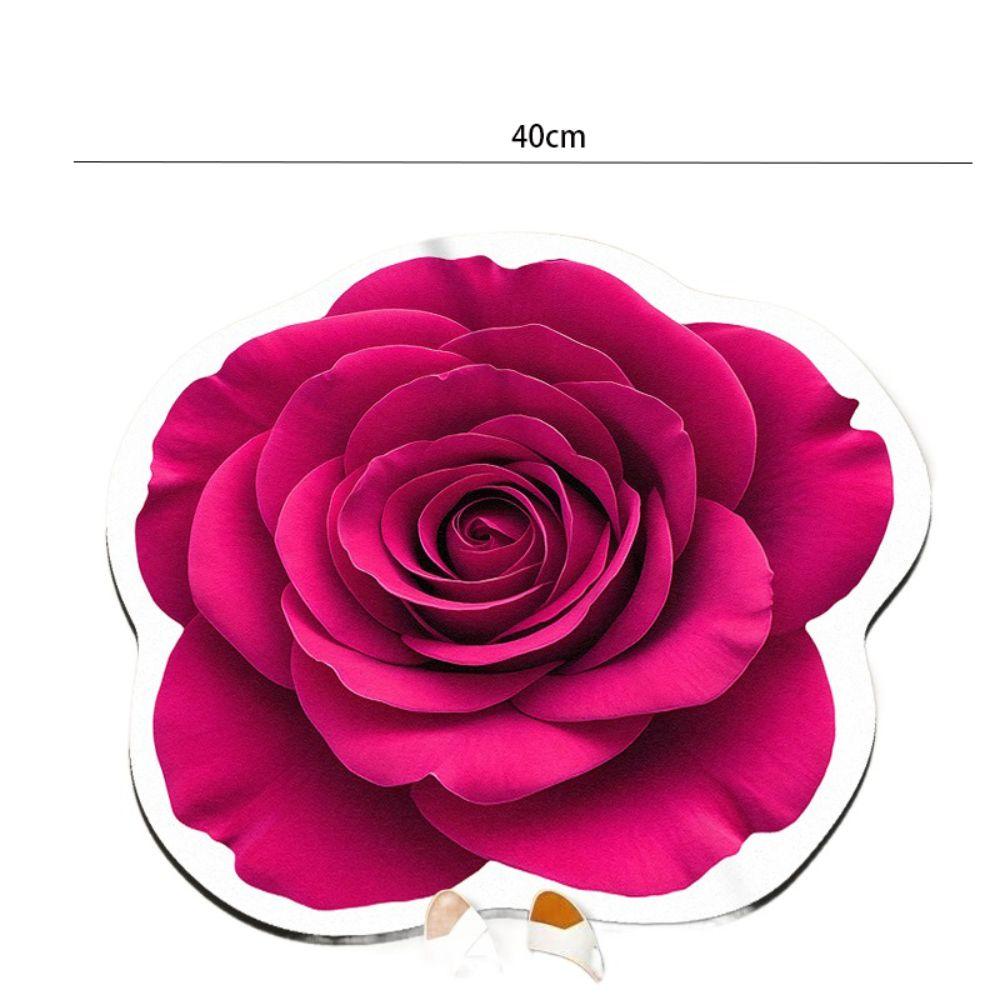Algae Mud Rose Floor Mat Special-shaped Bathroom Floor Mat Flower Carpet  for Bedside Cloakroom
