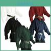 Herren Vintage locker sitzendes Hemd mit Retro-Stehkragen und Bindegürtel