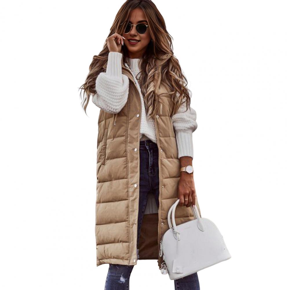Long with Hood Outdoor Vest Down Women's Jacket Quilted Coat Sleeveless Jacket Winter Light Weight Sweaters