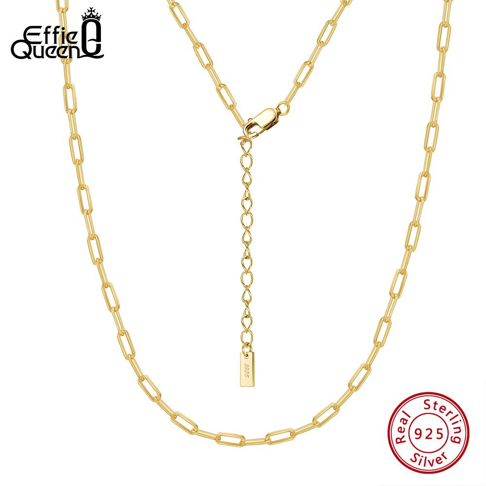 Effie Queen Paperclip Necklace 925 Sterling Silver Paper Clip Short Choker Chain Sexy Summer Ladies Hip Hop Jewelry Gift SC83