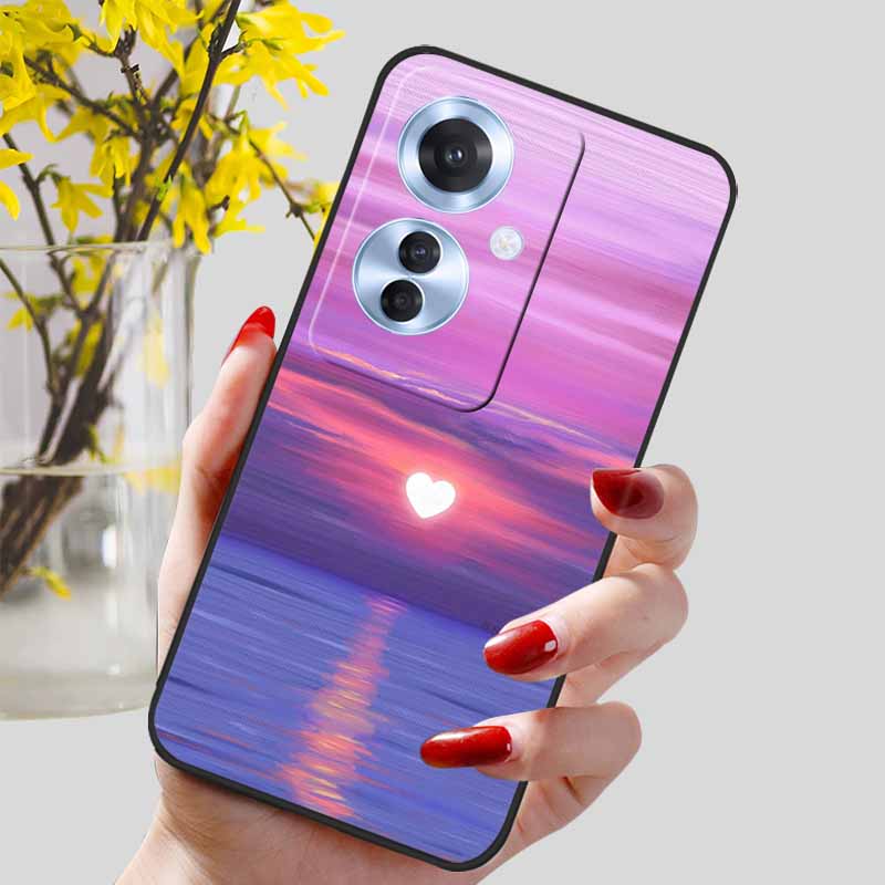 Phone Cover for OPPO Reno11 F 5G Case Black Silicone TPU Fashion Marble Print Shells for Oppo Reno 11F Protective Capa Soft Bags