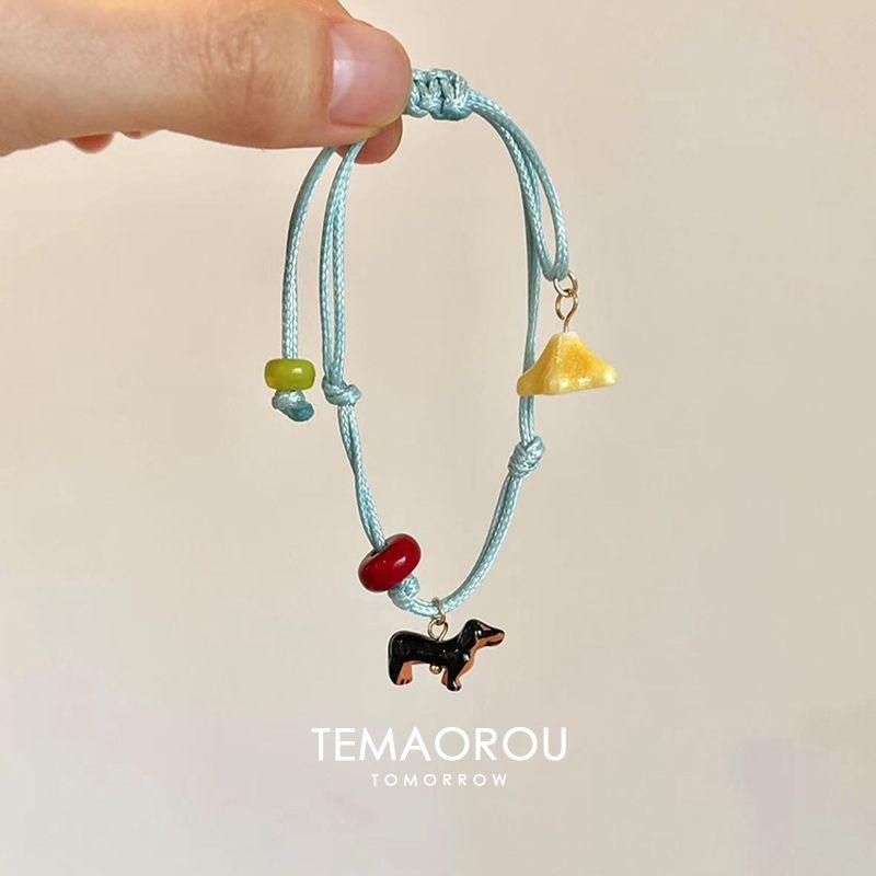 

Оригинал! Сделай сам Домашний Милый Подвеска Браслет Щенок для Женщин 2025 Новое Поступление Выдвижной Кожаный Шнурок Ремешок Браслет Cute puppy hand in hand single rope