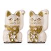 Glückskatze Schmuck Katze Linke Pfote erhoben Keramik Glückskatze Glücksbringer Feng Shui Ornament (S-SIZE Weiß) / _ Glückskatze (jw_S Weiß)