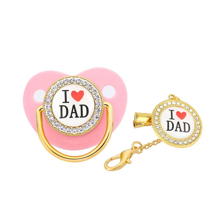 Anne seviyorum bebek emziği kukla silikon bebek meme yenidoğan emzik bebek duş hediyeleri Bling bebek emziği kız erkek için